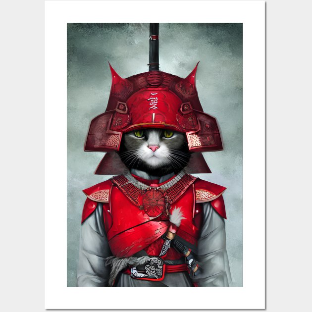 Samurai Cat Warrior Wall Art by ArtisticCorner